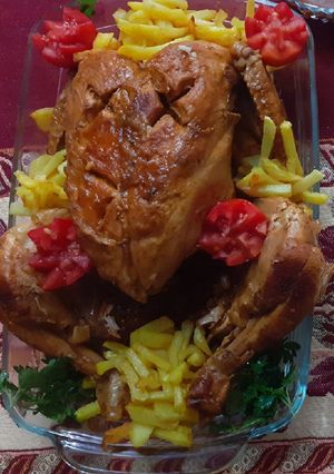 عکسی از دستور مرغ شکم پر خودم پز😋😋😋