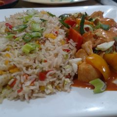 A picture of Fried Rice With SAUCY shahlik.