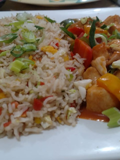 A picture of Fried Rice With SAUCY shahlik.