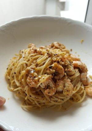 Foto resep Spaghetti Prawn Aglio Olio