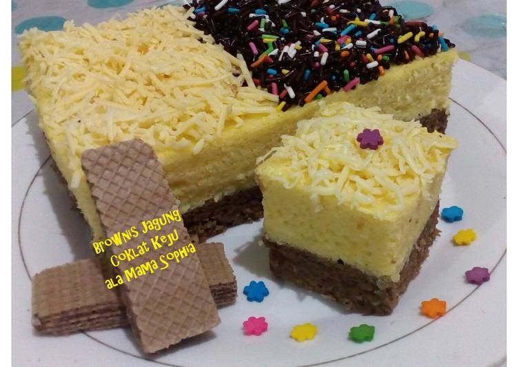 Brownis Jagung Coklat Keju (No Oven)
