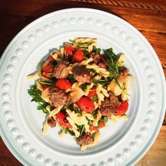 A picture of Fullblood Wagyu Sweet Italian Sausage Pasta.