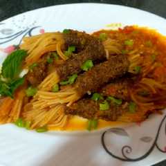 اسياخ اللحمة بالمعكرونة 🍖🍝-レシピのメイン写真