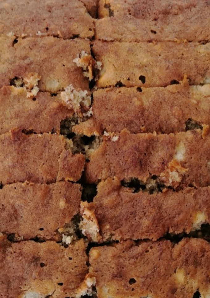 A picture of Banana Cake with Chocolate Chips.