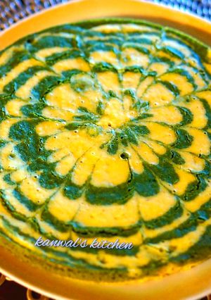 A picture of Designer spinach dhokla.