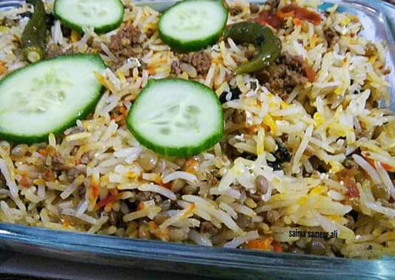Masoor dal qeema pulao #cookpadapp