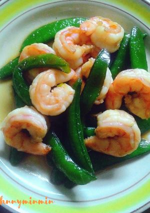 รูปของ ถั่วลันเตาผัดกุ้งสด