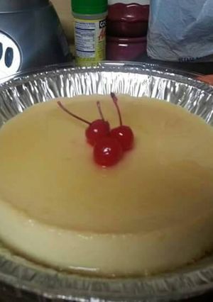 Una foto de Flan de queso