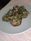 Hongos rellenos con pavo y acelgas