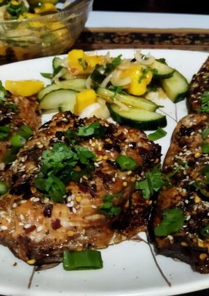 A picture of Hot Honey Air Fryer Salmon.