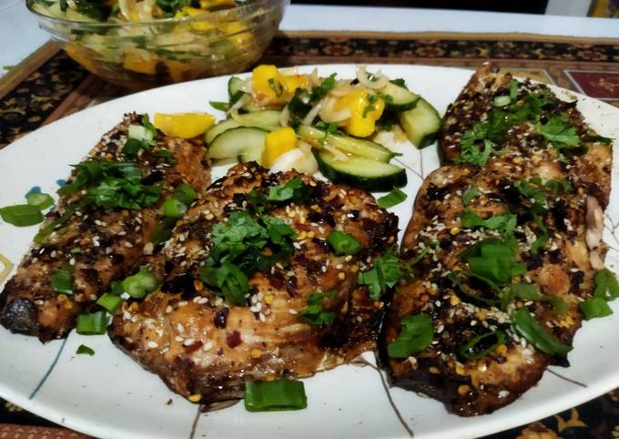 Hot Honey Air Fryer Salmon Recipe by Sarvat Hanif - Cookpad