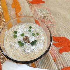 A picture of Coconut Lapsi Kheer.