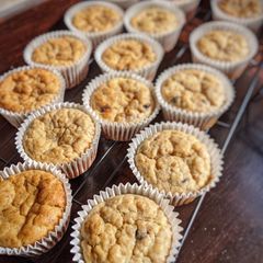 Banana Oat Chocolate chip muffins A picture of Banana Oat Chocolate chip muffins.