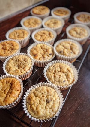 A picture of Banana Oat Chocolate chip muffins.