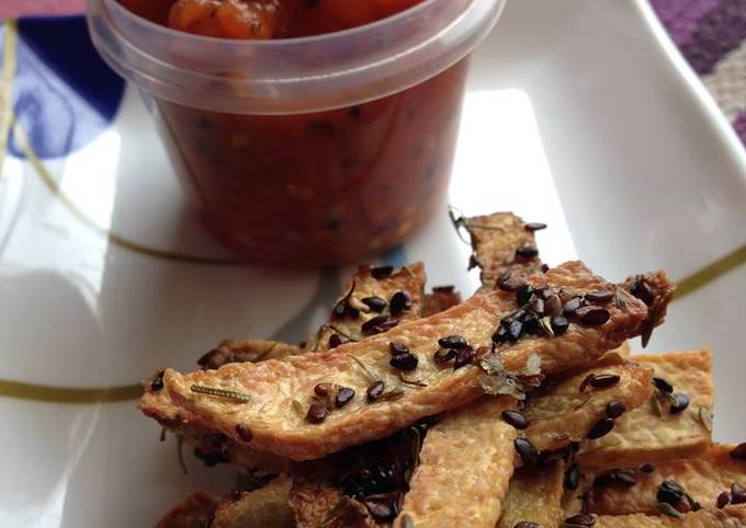Recipe of Jamie Oliver Yam Chips with Tomato Chutney