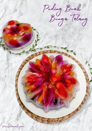 Foto resep Pudding Buah Bunga Telang