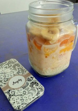 Foto resep Angel's 1st Overnight Oats mix Apple, Pisang, Sunkist, Nata de coco