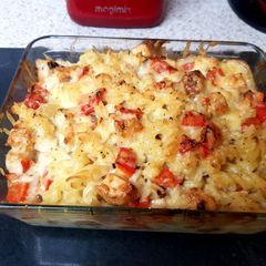 A picture of My Use Up What We Have Meal. Chicken Pasta 😚.