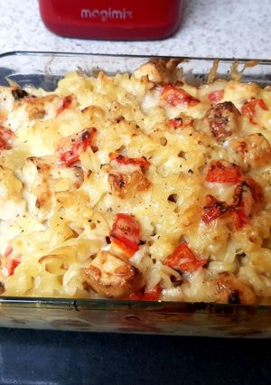 A picture of My Use Up What We Have Meal. Chicken Pasta 😚.