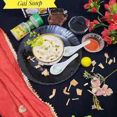 A picture of Tom kha gai soup.