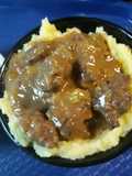 Golden Mashed Potatoes and Beef Square Gravy