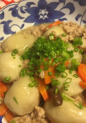 A picture of Japanese Taro-Potato with Chicken and Miso.