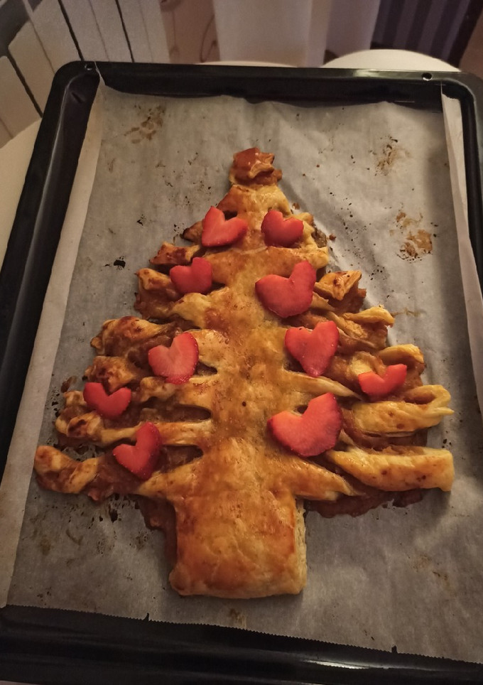 Una foto de Hojaldre relleno de compota de manzana