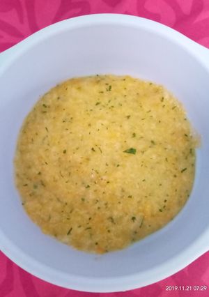 Foto resep Bubur tim wortel + sawi hijau