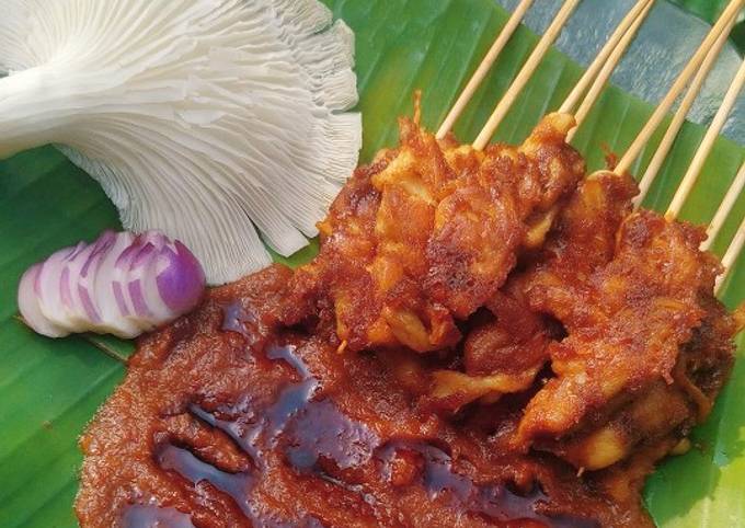 Cara Bikin Sate Jamur Tiram + Saus Kacang Praktis