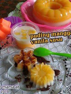 Foto resep Puding Mangga Vanilla Susu Saos Vla Coklat #Maree