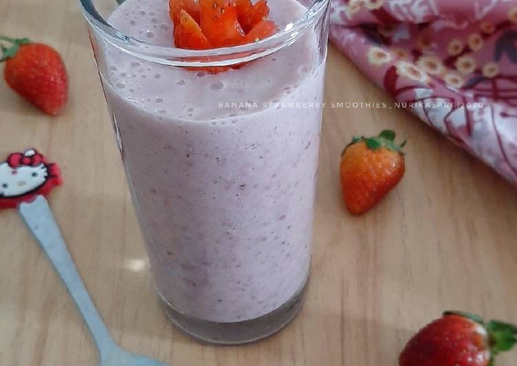 Langkah Mudah untuk mengolah 200. Banana Strawberry Smoothies Anti Gagal