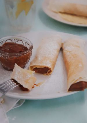 Una foto de ¡Panqueques con Dulce de Leche!