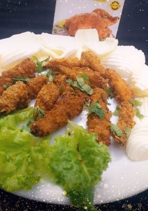 A picture of Crispy chicken strips.