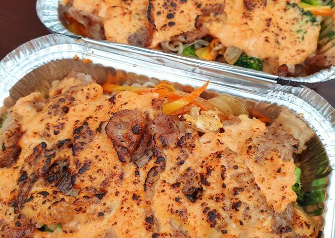 Cara Gampang Membuat Beef Mentai Shirataki with Veggies Anti Gagal