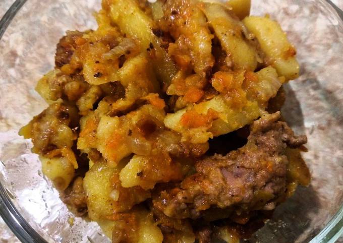 Тушеная картошка с фаршем и грибами, пошаговый рецепт с фото