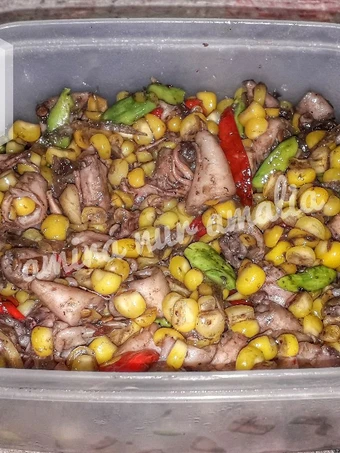 Cara Sederhana Menyiapkan Resep  Tumis cumi asin jagung manis pete yang Menggugah Selera, Bikin Ketagihan
