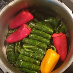 Stuffed Spring Greens and Peppers A picture of Stuffed Spring Greens and Peppers.