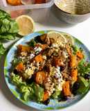 Ensalada de otoño con calabaza asada y lentejas