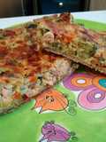 Quiche de verduras y salmón con base multicereales y sin mantequilla