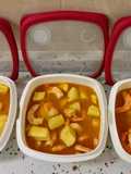 Chocos y langostinos en salsa para guardar en congelador