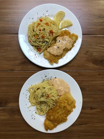 Cara Simple Membuat Resep  Crispy Dory + Spaghetti Aglio E Olio ❤️‍🔥✅❤️‍🔥 yang Lezat Sekali, Lezat Sekali