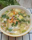 Canh khoai tây tôm thịt nấu nấm