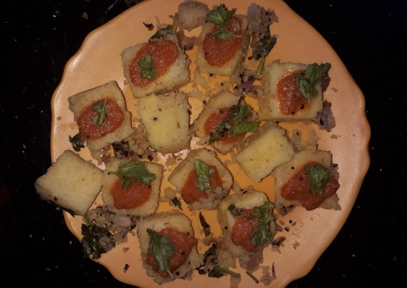 Dhokla made with rice flour and besan