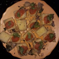 Dhokla made with rice flour and besan A picture of Dhokla made with rice flour and besan.