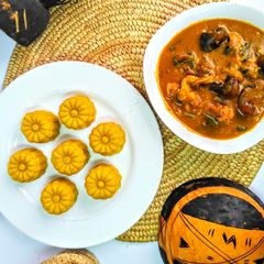 Banga soup with Eba A picture of Banga soup with Eba.