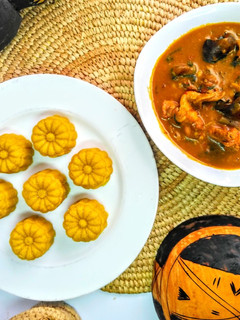 A picture of Banga soup with Eba.