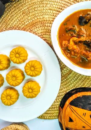 A picture of Banga soup with Eba.