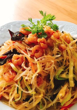 Hình của món Bún Tàu Xào Tôm Khô & Rau Củ.