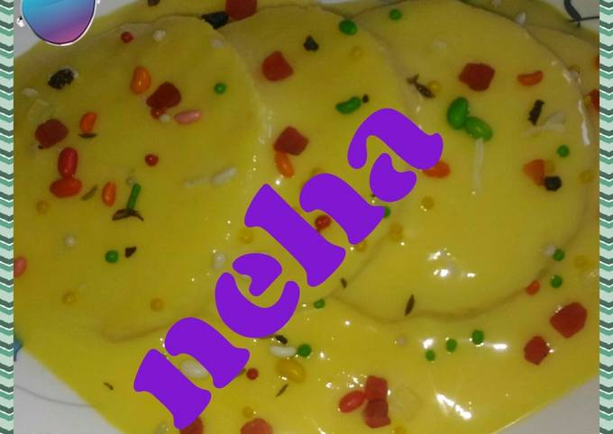 Bread rasmalai in custard