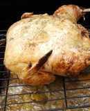 Whole roasted chicken on the grill